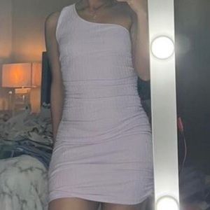 Purple one shoulder mini dress